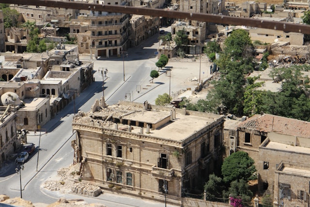 A view of a historic street in Aleppo, Syria.